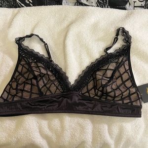 Black and tan sheer semi see-through bar close your bra size extra large